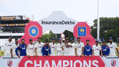 Indian squad celebrate with the trophy after winning the test series against Sri Lanka by 1-0. (Photo: ANI)