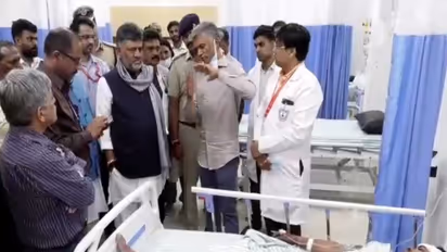 Karnataka Chief Minister DK Shivakumar during a visit to hospital (Photo/ANI)