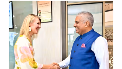Union Cabinet Minister for Environment, Forest & Climate Change Bhupender Yadav with Finland's counterpart Sari Multala (Photo/X/@byadavbjp)(Photo/X/@byadavbjp)