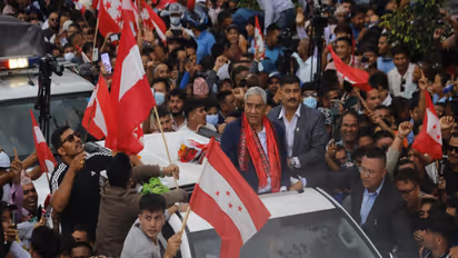 Nepal's ex-PM Deuba, beaten in Gen-Z protest, returns, receives grand welcome (Photo/ANI)