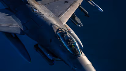A U.S. Air Force F-16 fighter jet over skies in West Asia (File Photo/X@CENTCOM)