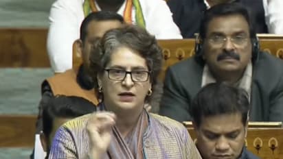 Congress MP Priyanka Gandhi Vadra speaks in Lok Sabha. (Photo/ANI)