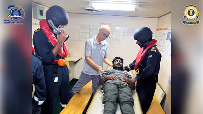 Indian Coast Guard evacuates Indian seafarer from Panama-flagged vessel (Photo/@IndiaCoastGuard)