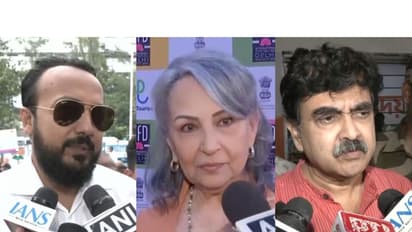 Minister Indranil Khan, Sharmila Tagore and Minister Abhijit Ganguly (Photo/ANI)