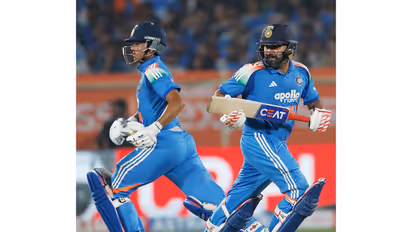 Rohit Sharma and Yashasvi Jaiswal in action. (Photo: ANI)