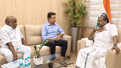 BRS Working President KT Rama Rao met Union Minister HD Kumaraswamy (Photo/X@KTRBRS)