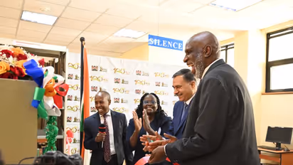 Indian High Commissioner to Kenya Adarsh Swaika inaugurates India Corner at Kenya School of Government library in Nairobi. (Photo: X/@IndiainKenya)