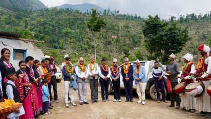 Officials and local residents attend the foundation stone-laying ceremony for a new school building in Kalikot, Nepal, supported by Indian assistance. (Image Source: Indian Embassy in Kathmandu)