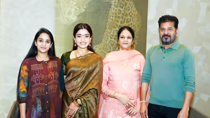 Rashmika Mandanna meets Telangana CM Revanth Reddy (Image source: Telangana CMO)