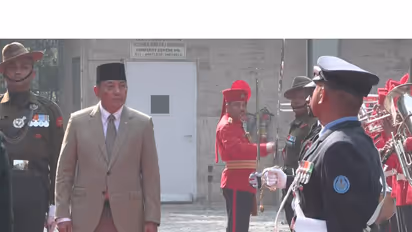 Indonesian Defence Minister Sjafrie Sjamsoeddin receives tri-service Guard of Honour (Photo/ANI)