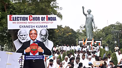 Telangana Congress protest against CEC Gyanesh Kumar in Hyderabad (File Photo/ANI)