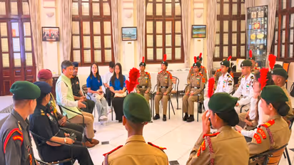 A 15-member NCC delegation interacts with officials at the Indian Embassy in Hanoi, Vietnam (Photo: X/@AmbHanoi)