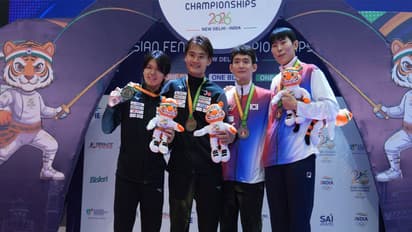 Medal winners in the individual events of the 26th Asian Senior Fencing Championships (Photo: Fencing Association of India)