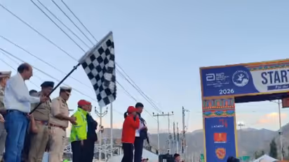 LG Vinai Kumar Saxena flagged off the Ladakh Marathon 2026 (Photo: ANI)