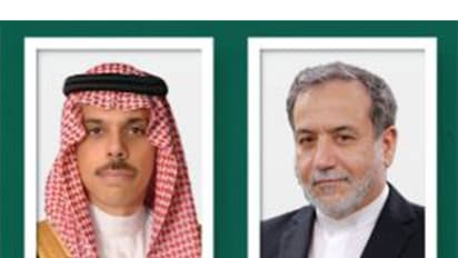 Saudi Arabia's Foreign Minister Prince Faisal bin Farhan Al Saud and Iranian FM Abbas Araghchi (Photo/@KSAmofaEN)