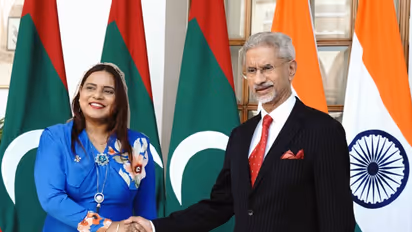 External Affairs Minister S Jaishankar with Maldives’ Foreign Minister Iruthisham Adam (Photo/ X@DrSJaishankar)