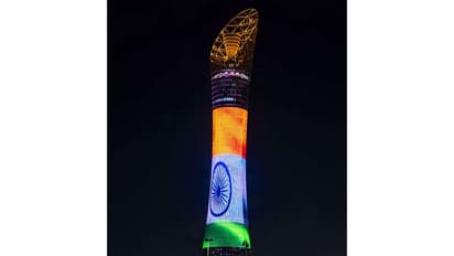 Doha’s Torch Tower lights up in Tricolour (Photo/X@IndEmbDoha)