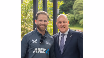 Kane Williamson (L) and Christopher Luxon (R). (Photo: X/@chrisluxonmp)