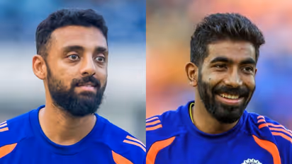 Varun Chakaravarthy (L) and Jasprit Bumrah (R). (Photo/ANI)