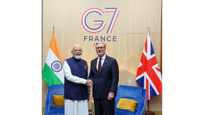Prime Minister Narendra Modi and UK Prime Minister Keir Starmer during a bilateral meeting on the sidelines of the G7 Summit in Évian, France. (Photo: X/@narendramodi)