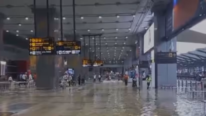 Waterlogging at the Delhi Airport following rainfall in Delhi. (Photo/ANI)