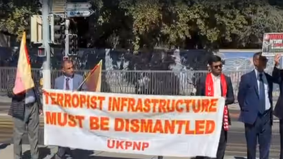 UKPNP stages anti-Pak protest outside UN over rights violation (Photo/ANI)
