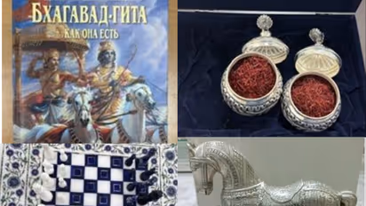 PM Modi  gifts Bhagavad Gita, marble chess set, silver horse to President Putin (Photo/ANI)