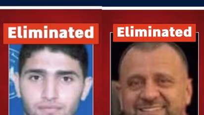 Abd al-Rahman Ammar Hassan Khudari, affiliated with the Islamic Jihad (L) and Maher Qassem Hamdan, identified as the commander of the Lebanese Resistance Brigades (R) (Photo/X@IDF)