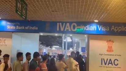 Applicants queue outside the Indian Visa Application Centre (IVAC) at Jamuna Future Park in Dhaka after the resumption of Indian tourist visa services. (Photo/ANI)