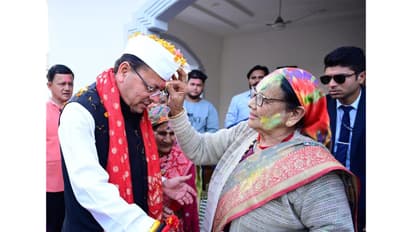 CM Pushkar Singh Dhami at his residence (Photo/ANI)