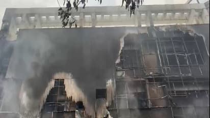 Fire broke out in a private building under Police Station 49 in Noida (Photo/ANI)
