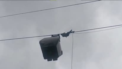 Gulmarg Gondola cable cars got stranded mid-air following a technical fault (Photo/X@NorthernComd_IA)