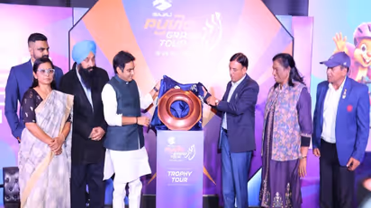 A visual from the trophy reveal. (Photo: @mansukhmandviya X)