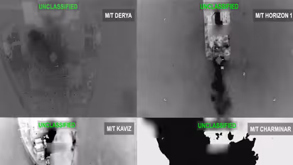 Visuals of Iranian crude oil carriers destroyed by strikes from US CENTCOM (Photo/X/@CENTCOM)
