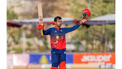 Bundelkhand Bulls' Parth Goswami celebrates after scoring century (Image: MPL)