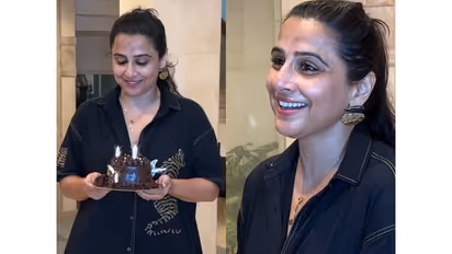 Vidya Balan celebrates birthday with paps (Photo/ANI)