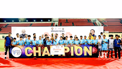Bhubaneswar Under-15 Girls football team winning CM Trophy 2.0 (Image: CM Trophy 2.0 media)