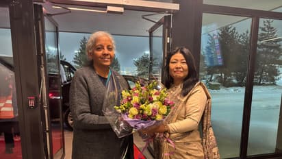 FM Nirmala Sitharaman was welcomed upon arrival at Oslo Airport by Gloria Gangte, Ambassador of India to Norway. (Photo- Ministry of Finance)