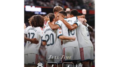 Real Madrid team celebrating. (Photo: @realmadrid X)