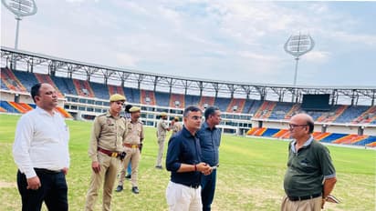 Varanasi DM Satyendra Kumar inspects under-construction International Cricket Stadium in Ganjari (Photo/Varanasi Administration)