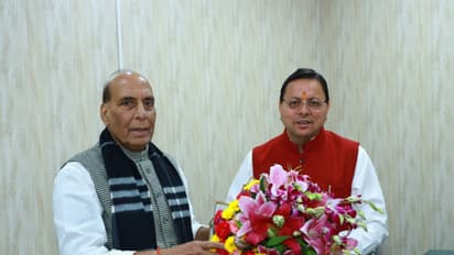 Uttarakhand CM Pushkar Singh Dhami with Defence Minister Rajnath Singh in New Delhi (Photo/Uttarakhand CMO)