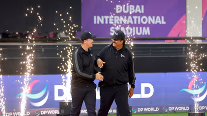 Umpires Simon Taufel and Shiju Mannil during ILT20 (Image: ILT20)