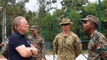 Australian High Commissioner to India Philip Green visits the ongoing India-Australia bilateral Army exercise 'AUSTRAHIND 2026' in Thiruvananthapuram, Keralam (Photo/DefencePRO)