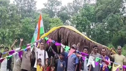 Tricolour hoisted for first time in Maoist-affected Boter Village of Abujmarh (Photo/ANI)