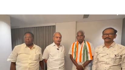 Puducherry MLA M Sivasankar with Congress leaders Girish Chodankar and V Vaithilingam (Photo/AICC)