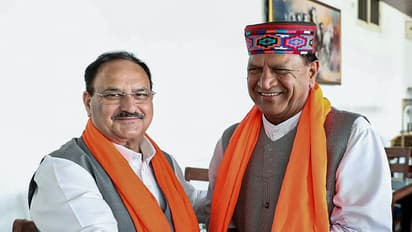 BJP HP chief Rajiv Bindal with JP Nadda. (File Photo/ANI)