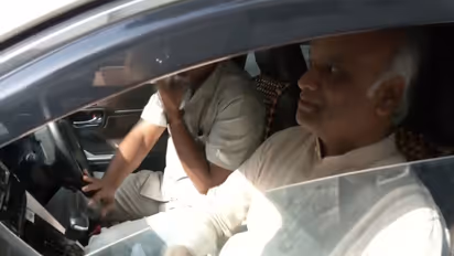 Karnataka Minister Priyank Kharge arrives at CM Siddaramaiah's residence (Photo/ANI)