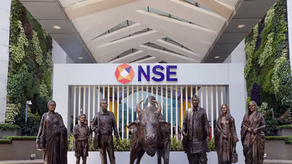 A view of the newly renovated NSE atrium bull (File Photo/ANI)