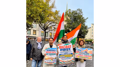 Indian diaspora in Germany conducted ‘Bharat First’ demostration in Munich (Photo/ANI)