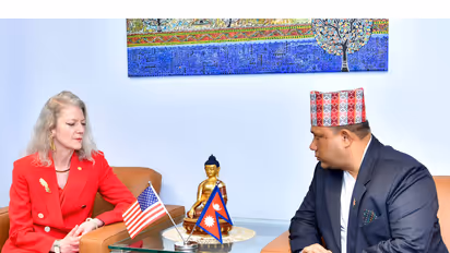 US Under Secretary of State for Political Affairs, Allison Hooker meets Nepal Foreign Minister Shishir Khanal (Photo/X/@NepalUNNY)